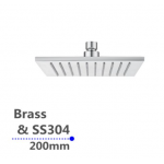 Square Chrome Solid Brass Shower Head 200